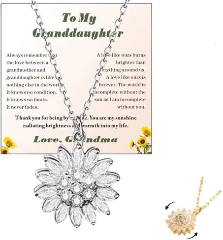 FISHFRUIT to My Granddaughter عباد الشمس قلادة تململ، الغزل عباد الشمس قلادة قلادة حفيدة قلادة، هدايا حفيدة من الجدة، الدورية ديزي زهرة القلق قلادة in Kuwait