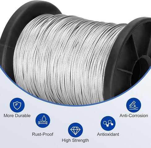 316 Stainless Steel Cable, 400FT 1/32IN Wire Rope with 100Pcs Aluminum Sleeves Stops, for String Lights Hanging, Clotheslines, Trellis Wire in Saudi Arabia