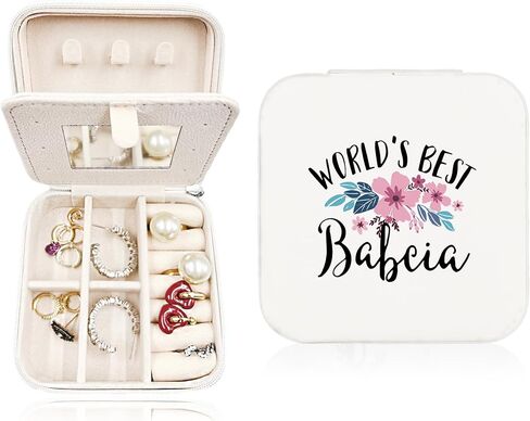 JRTW Travel Jewelry Case, Mothers Day Gifts for Grandma, Jewelry Boxes for Women, Travel Jewelry Organizer Gifts for Grandma, Travel Jewelry Box for Earrings Necklace Ring Box, Travel Gift for Babcia in Saudi Arabia