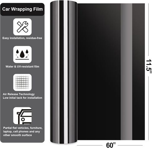 طبقة تغليف السيارة بمرآة رمادية اللون مقاس 11.5 × 60 بوصة من TECKWRAP - تقنية إطلاق الهواء لسهولة التركيب بنفسك، تعزز المظهر الأنيق للمركبة in Kuwait