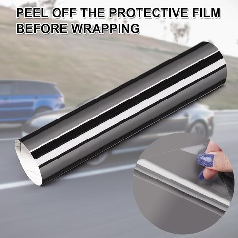 طبقة تغليف السيارة بمرآة رمادية اللون مقاس 11.5 × 60 بوصة من TECKWRAP - تقنية إطلاق الهواء لسهولة التركيب بنفسك، تعزز المظهر الأنيق للمركبة in Kuwait