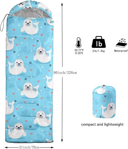 حقيبة نوم للأطفال من Smell Sunshine للأولاد والبنات، حقيبة نوم لطيفة وخفيفة الوزن ودافئة ومحمولة للاستخدام في الأماكن المغلقة ومقاومة للماء والطقس البارد للتخييم والمشي لمسافات طويلة in Saudi Arabia