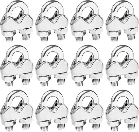 12 قطعة 1/4 بوصة M6 سلك حبل مشبك كابل المشبك ، مشبك حبل السلك ، الفولاذ المقاوم للصدأ U الترباس السرج السحابة in Kuwait