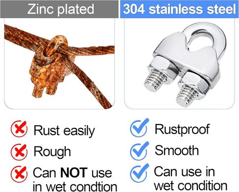 12 قطعة 1/4 بوصة M6 سلك حبل مشبك كابل المشبك ، مشبك حبل السلك ، الفولاذ المقاوم للصدأ U الترباس السرج السحابة in Kuwait