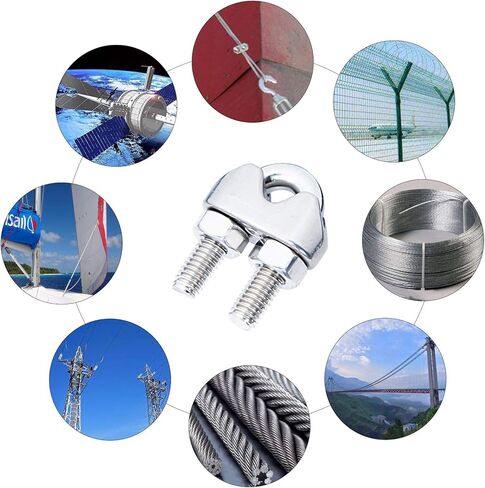 12 قطعة 1/4 بوصة M6 سلك حبل مشبك كابل المشبك ، مشبك حبل السلك ، الفولاذ المقاوم للصدأ U الترباس السرج السحابة in Kuwait