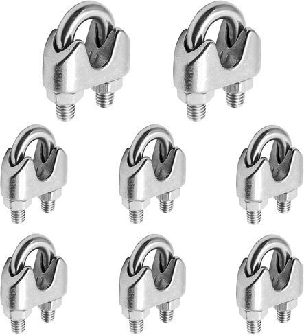 Kyuionty M8 5/16 Inch Stainless Steel Wire Rope Cable Clip Clamp, Wire Rope Clamp U Bolt Saddle Fastener, Pack of 8 in Saudi Arabia