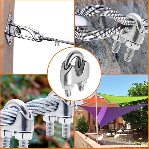 Kyuionty M8 5/16 Inch Stainless Steel Wire Rope Cable Clip Clamp, Wire Rope Clamp U Bolt Saddle Fastener, Pack of 8 in Saudi Arabia