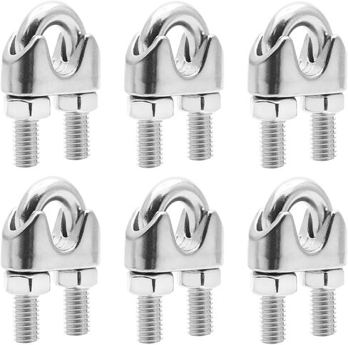 Kyuionty M8 5/16 Inch Stainless Steel Wire Rope Cable Clip Clamp, Wire Rope Clamp U Bolt Saddle Fastener, Pack of 8 in Saudi Arabia
