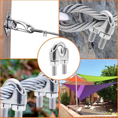 Kyuionty M8 5/16 Inch Stainless Steel Wire Rope Cable Clip Clamp, Wire Rope Clamp U Bolt Saddle Fastener, Pack of 8 in Saudi Arabia