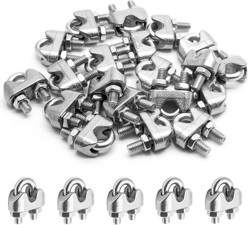 Kyuionty M8 5/16 Inch Stainless Steel Wire Rope Cable Clip Clamp, Wire Rope Clamp U Bolt Saddle Fastener, Pack of 8 in Saudi Arabia