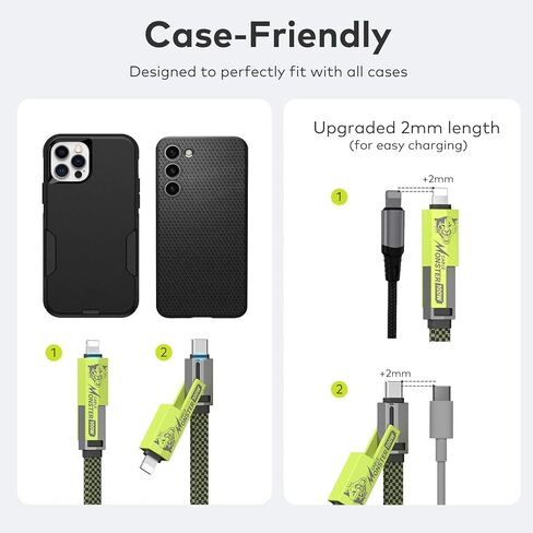 كابل XCOOL USB C، كابل USB-C 4 في 1 (3 أقدام)، كابل 100 واط C إلى C شحن سريع مع مشبك وحلقة وإدارة الكابلات، كابل شحن عالمي لأجهزة MacBook وiPad وiPhone وSamsung، أخضر in Saudi Arabia