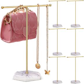 Kathfly 6 Pcs Gold Necklace Holders with Marble Base 10.24'' Tall Necklace Display Stand Elegant Jewelry Holder Small for Women Bracelets Earrings Rings in Saudi Arabia