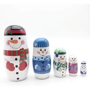 Konrisa Animal Nesting Dolls Handmade Figurine Wooden Stacking Dolls Toys for Children Kids,Home Decoration Party Supplies,Set of 5 Brown Bear in Kuwait