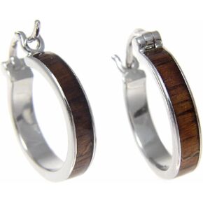 أقراط من النحاس المطلي بالروديوم هاواي من خشب كوا مقاس 19 ملم بإغلاق سريع in Kuwait