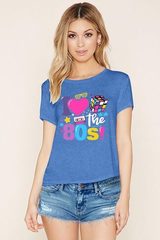 PECHAR I Love The 80's Shirt for Women Vintage 80s Music Graphic Tshirt 80's Party Short Sleeve Blouse Tops in Saudi Arabia