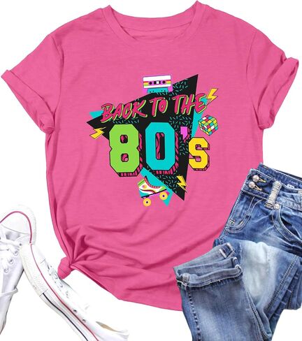PECHAR I Love The 80's Shirt for Women Vintage 80s Music Graphic Tshirt 80's Party Short Sleeve Blouse Tops in Saudi Arabia
