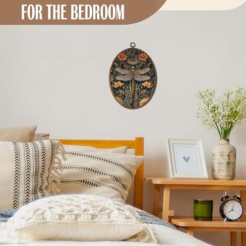FSTCSV Vintage Dragonfly Floral Oval Wall Art Framed, Cottage Core Dragonfly Canvas Prints Wall Hanging Art, Vintage Retro Rustic Botanical Oval Walls Decor for Living Room Home Bedroom, 8.8x11.5in in Saudi Arabia