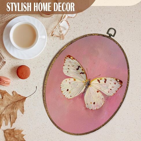 FSTCSV Vintage Dragonfly Floral Oval Wall Art Framed, Cottage Core Dragonfly Canvas Prints Wall Hanging Art, Vintage Retro Rustic Botanical Oval Walls Decor for Living Room Home Bedroom, 8.8x11.5in in Saudi Arabia