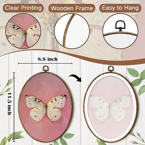 FSTCSV Vintage Dragonfly Floral Oval Wall Art Framed, Cottage Core Dragonfly Canvas Prints Wall Hanging Art, Vintage Retro Rustic Botanical Oval Walls Decor for Living Room Home Bedroom, 8.8x11.5in in Saudi Arabia