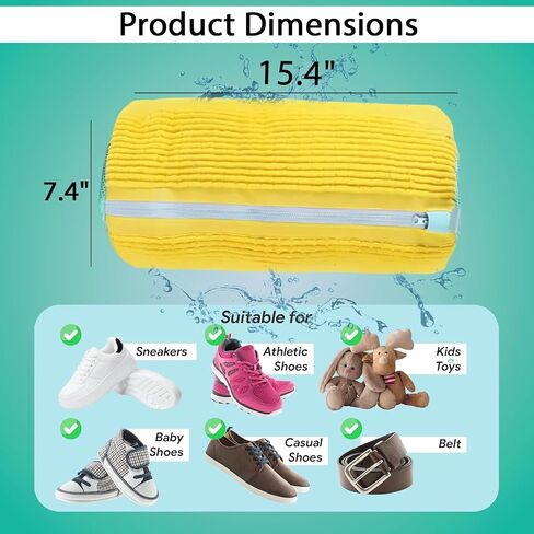 Shoe Washing Bag for Washing Machine – Durable Bags for Washer and Dryer with 2 Shoe Laundry Bags – Reusable Sneaker Bag, Shoes Wash Bag, Cleaning Kit 360° Protects Shoes from Damage -White in Saudi Arabia