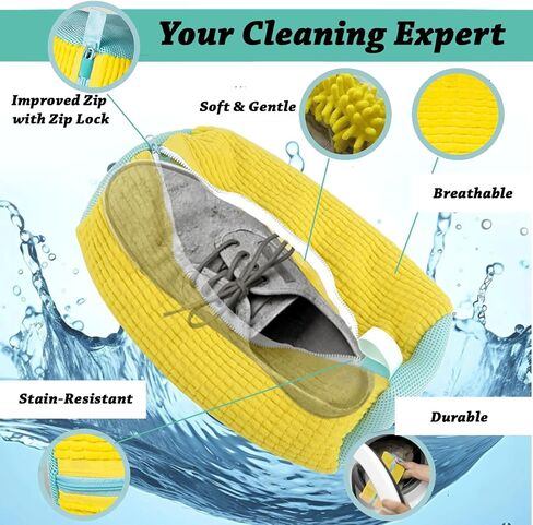 Shoe Washing Bag for Washing Machine – Durable Bags for Washer and Dryer with 2 Shoe Laundry Bags – Reusable Sneaker Bag, Shoes Wash Bag, Cleaning Kit 360° Protects Shoes from Damage -White in Saudi Arabia