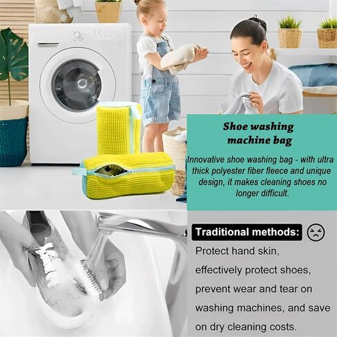 Shoe Washing Bag for Washing Machine – Durable Bags for Washer and Dryer with 2 Shoe Laundry Bags – Reusable Sneaker Bag, Shoes Wash Bag, Cleaning Kit 360° Protects Shoes from Damage -White in Saudi Arabia
