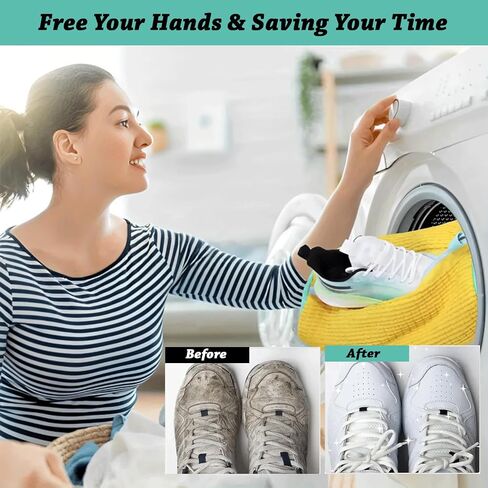 Shoe Washing Bag for Washing Machine – Durable Bags for Washer and Dryer with 2 Shoe Laundry Bags – Reusable Sneaker Bag, Shoes Wash Bag, Cleaning Kit 360° Protects Shoes from Damage -White in Saudi Arabia