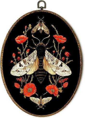 FSTCSV Vintage Dragonfly Floral Oval Wall Art Framed, Cottage Core Dragonfly Canvas Prints Wall Hanging Art, Vintage Retro Rustic Botanical Oval Walls Decor for Living Room Home Bedroom, 8.8x11.5in in Saudi Arabia