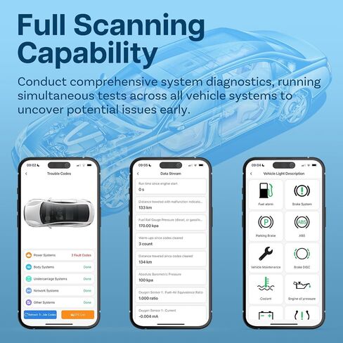 OBD2 Scanner Bluetooth 5.4 by MMOBIEL - Car Scanner for iPhone iOS & Android - Car Diagnostic Tool Wireless [2024 Version] - OBDII/EOBD Check Engine Light - Car Code Reader - Reset/Clear Error Code in Saudi Arabia