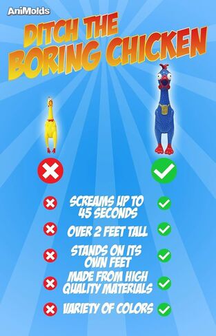 Animolds عناق لي عملاق الدجاج- تخفيف الضغوط الضخمة الصراخ لعبة الدجاج | يصرخ حتى 45 ثانية- هفوة الجدة ولعب مزحة | هدايا ألعاب مضحكة لعيد الميلاد لتخزين الحشوات للأطفال البالغين in Kuwait