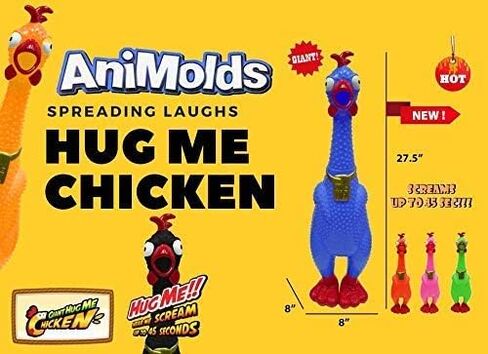 Animolds عناق لي عملاق الدجاج- تخفيف الضغوط الضخمة الصراخ لعبة الدجاج | يصرخ حتى 45 ثانية- هفوة الجدة ولعب مزحة | هدايا ألعاب مضحكة لعيد الميلاد لتخزين الحشوات للأطفال البالغين in Kuwait