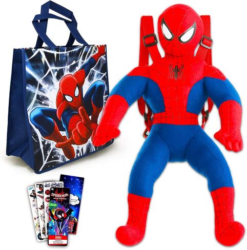 Marvel Spiderman Plush Backpack and Tote Bag Set - Bundle with 20" Plush Doll with Carrying Straps, Tote Bag, Stickers, and More | Spiderman Gifts in Saudi Arabia