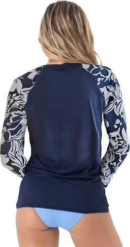 قميص السباحة Rashguard النسائي من Roxy - عامل حماية من الأشعة فوق البنفسجية 50، ركوب الأمواج، الطائرة، اليوجا، الأنشطة الخارجية سريع الجفاف in Kuwait