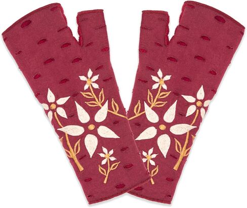 قفازات Feelgoodz الصوفية بدون أصابع مصنوعة يدويًا للطقس البارد (زهرة الربيع، الكأس) in Kuwait