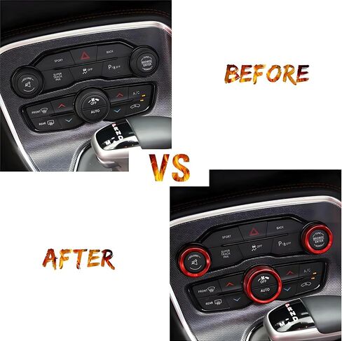 Air Conditioner Switch Button Knob Cover, Car Interior Accessories Radio Volume Control Knob, Aluminum Alloy Trim Rings Compatible with Dodge Challenger Durango 2015-2022 (Blue) in Kuwait