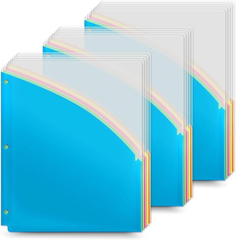 Dunwell 2-Pocket Dividers for 3-Ring Binder (1 Set, 5 Count) No Tab Binder Folders, 5 Bright Colors, Plastic File Jackets, File Folder Jackets, Tear Resistant Acid-Free Poly in Saudi Arabia