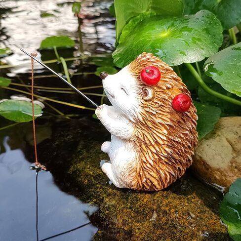 Charming Resin Hedgehog Fishing Statue, for Outdoor Garden, Patio, and Pond Decor, Ideal Gift Hedgehog Decor in Saudi Arabia