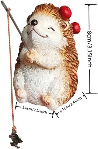 Charming Resin Hedgehog Fishing Statue, for Outdoor Garden, Patio, and Pond Decor, Ideal Gift Hedgehog Decor in Saudi Arabia