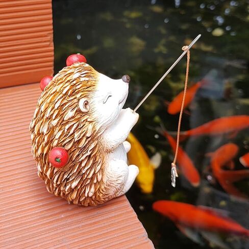 Charming Resin Hedgehog Fishing Statue, for Outdoor Garden, Patio, and Pond Decor, Ideal Gift Hedgehog Decor in Saudi Arabia