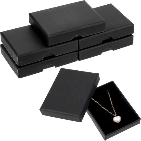 5 Pcs Small Jewelry Gift Boxes Cardboard Black Small Gift Boxes With Lids For Presents 2.75x3.54x0.63in Cotton Filled Empty Square Pendent Storage Case For Necklace Bracelet Earring Birthday Wedding in Saudi Arabia