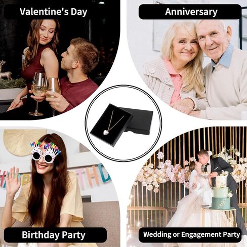 5 Pcs Small Jewelry Gift Boxes Cardboard Black Small Gift Boxes With Lids For Presents 2.75x3.54x0.63in Cotton Filled Empty Square Pendent Storage Case For Necklace Bracelet Earring Birthday Wedding in Saudi Arabia