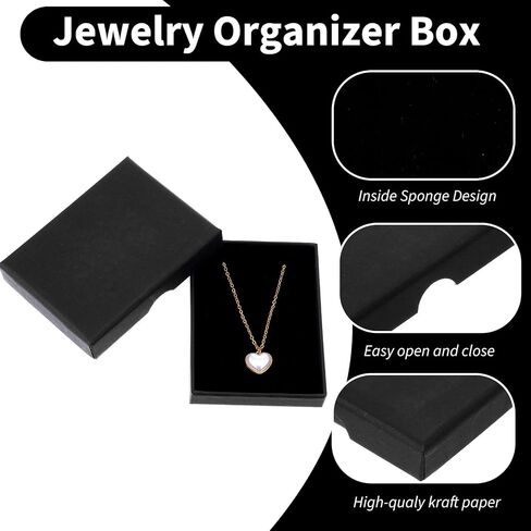 5 Pcs Small Jewelry Gift Boxes Cardboard Black Small Gift Boxes With Lids For Presents 2.75x3.54x0.63in Cotton Filled Empty Square Pendent Storage Case For Necklace Bracelet Earring Birthday Wedding in Saudi Arabia