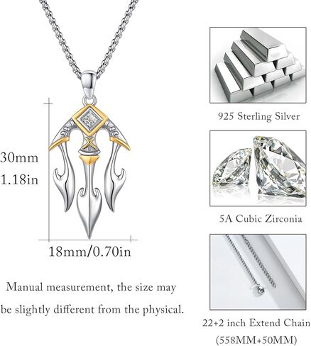 Trident Necklace 925 Sterling Silver Celtic Pendant Necklace Irish Celtic Knot Necklace Ancient Greece Amulet Necklace Jewelry Gifts for Men Women in Kuwait
