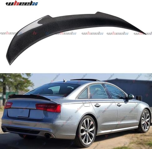 Real Carbon Fiber Rear Spoiler Compatible with 2012-2018 Audi A6 S6 C7 C7.5, PSM Style High Kick Duckbill Trunk Tail Deck Lid Wing Lip Ducktail Man Gift in Kuwait