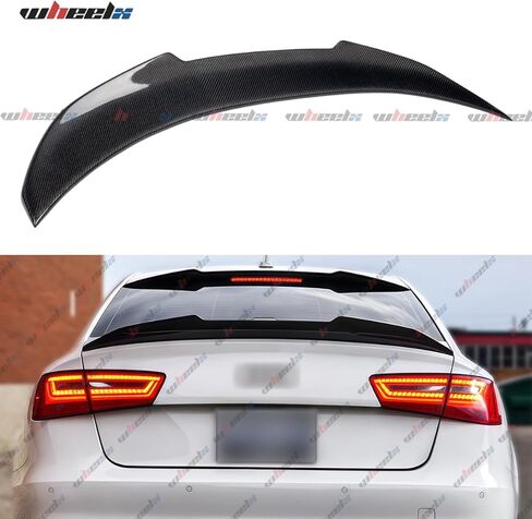 Real Carbon Fiber Rear Spoiler Compatible with 2012-2018 Audi A6 S6 C7 C7.5, PSM Style High Kick Duckbill Trunk Tail Deck Lid Wing Lip Ducktail Man Gift in Kuwait