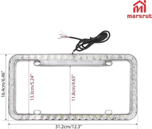 White LED License Plate Frame, 12V Light Up Lighted Neon Glow in The Dark Licence Plates Frame Cover, Waterproof Acrylic Plastic, Used for Auto UTV ATV Truck Car Trailer, White Led Lighting Color in Saudi Arabia