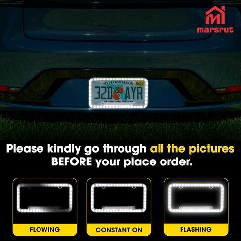 White LED License Plate Frame, 12V Light Up Lighted Neon Glow in The Dark Licence Plates Frame Cover, Waterproof Acrylic Plastic, Used for Auto UTV ATV Truck Car Trailer, White Led Lighting Color in Saudi Arabia