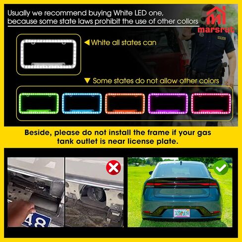 White LED License Plate Frame, 12V Light Up Lighted Neon Glow in The Dark Licence Plates Frame Cover, Waterproof Acrylic Plastic, Used for Auto UTV ATV Truck Car Trailer, White Led Lighting Color in Saudi Arabia