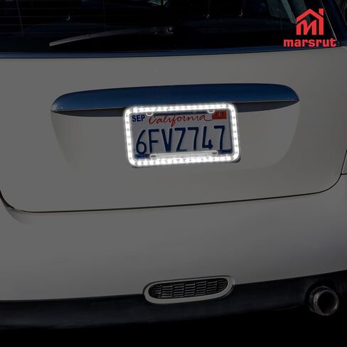 White LED License Plate Frame, 12V Light Up Lighted Neon Glow in The Dark Licence Plates Frame Cover, Waterproof Acrylic Plastic, Used for Auto UTV ATV Truck Car Trailer, White Led Lighting Color in Saudi Arabia