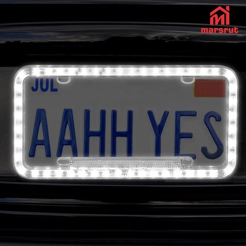 White LED License Plate Frame, 12V Light Up Lighted Neon Glow in The Dark Licence Plates Frame Cover, Waterproof Acrylic Plastic, Used for Auto UTV ATV Truck Car Trailer, White Led Lighting Color in Saudi Arabia